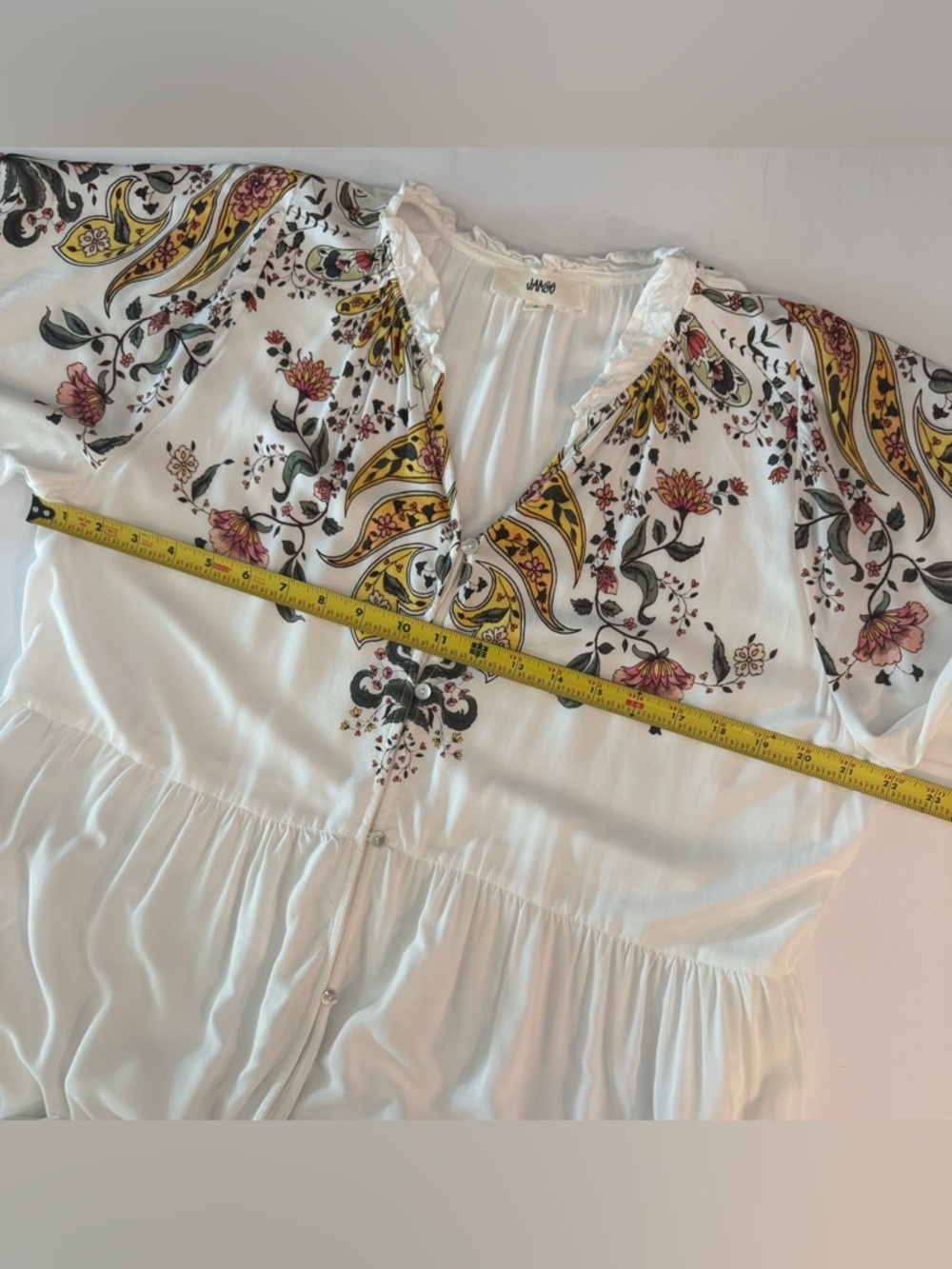 Jaase White Floral Print Button Down Maxi Dress, Lightweight Oversized Flowy - Picture 11 of 14
